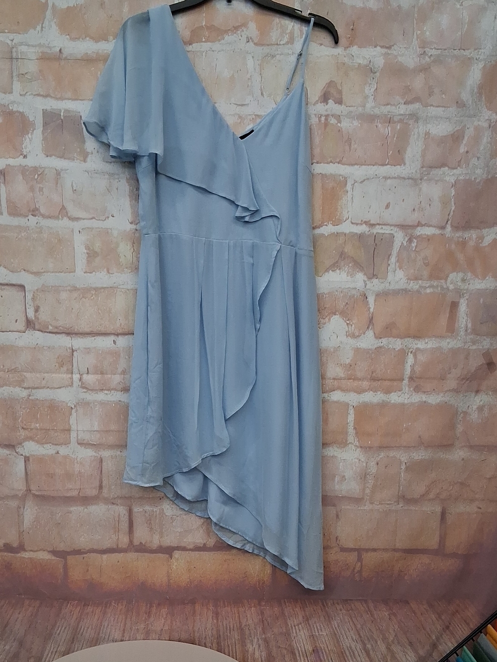 NWY Light Blue One-Shoulder Ruffle Dress